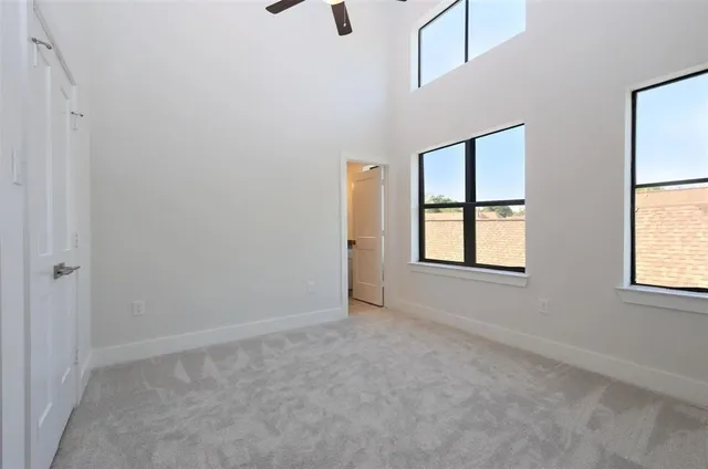 an empty room with windows