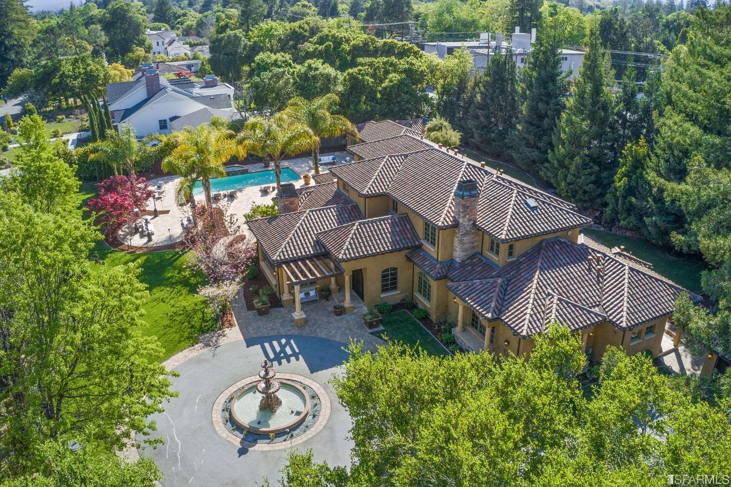 73 Irving Avenue Atherton, CA 94027 - Photo 4 of 99 an aerial view of a house with swimming pool outdoor seating and yard