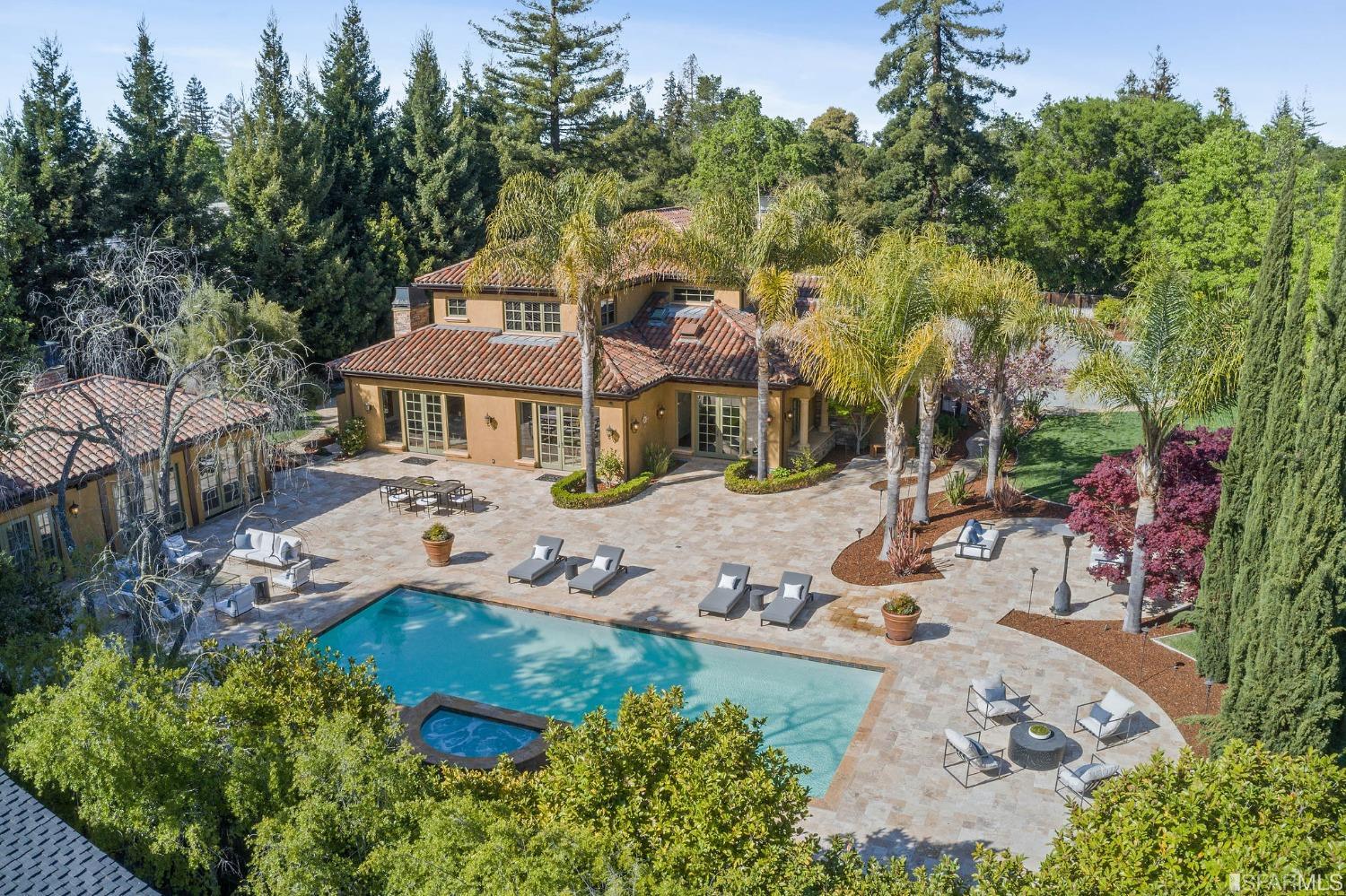 73 Irving Avenue Atherton, CA 94027 - Photo 7 of 99 an aerial view of a house with garden space and trees all around