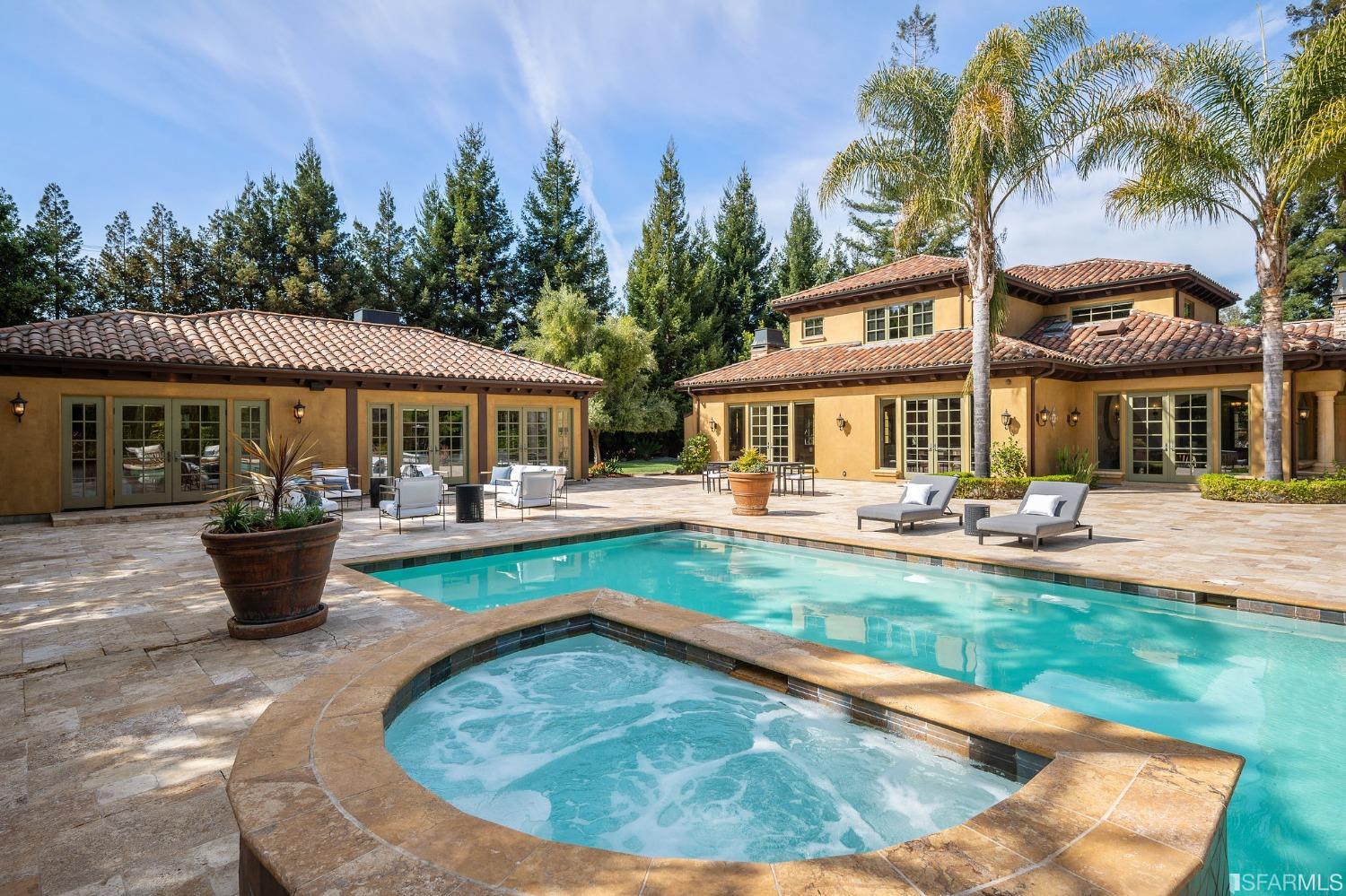 73 Irving Avenue Atherton, CA 94027 - Photo 74 of 99 a view of a house with swimming pool and sitting area