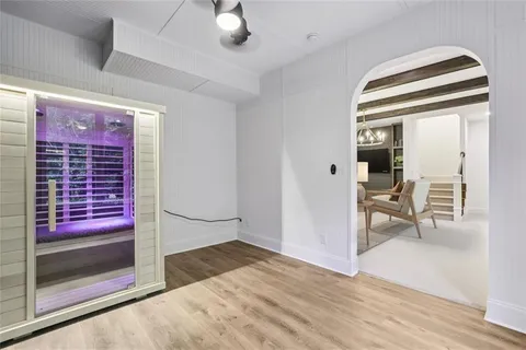 an aerial view of a house with outdoor space and street view