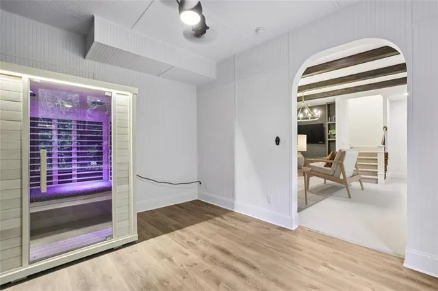 an aerial view of a house with outdoor space and street view