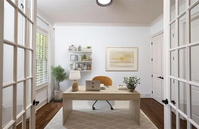 a kitchen with counter top space cabinets and stainless steel appliances