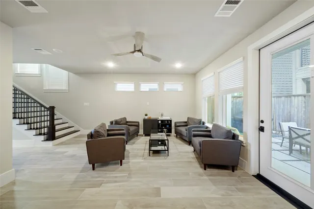 a living room with furniture