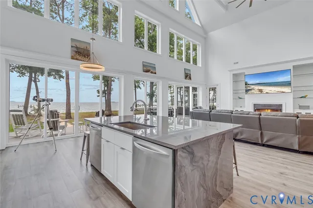 a kitchen with lots of counter top space
