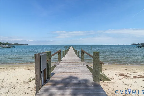 a view of wooden floor with a lake