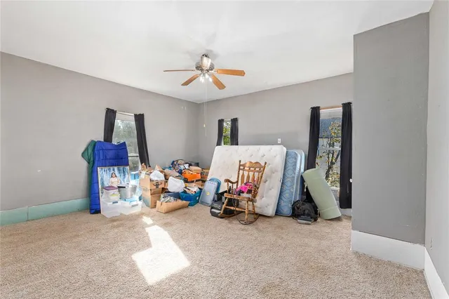 a view of a livingroom with a window