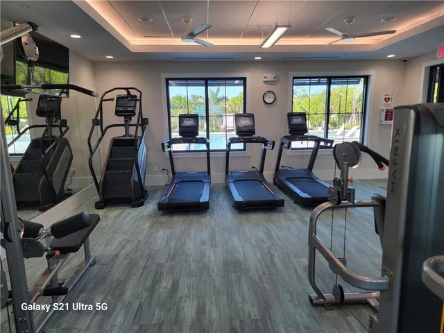 a view of a room with gym equipment