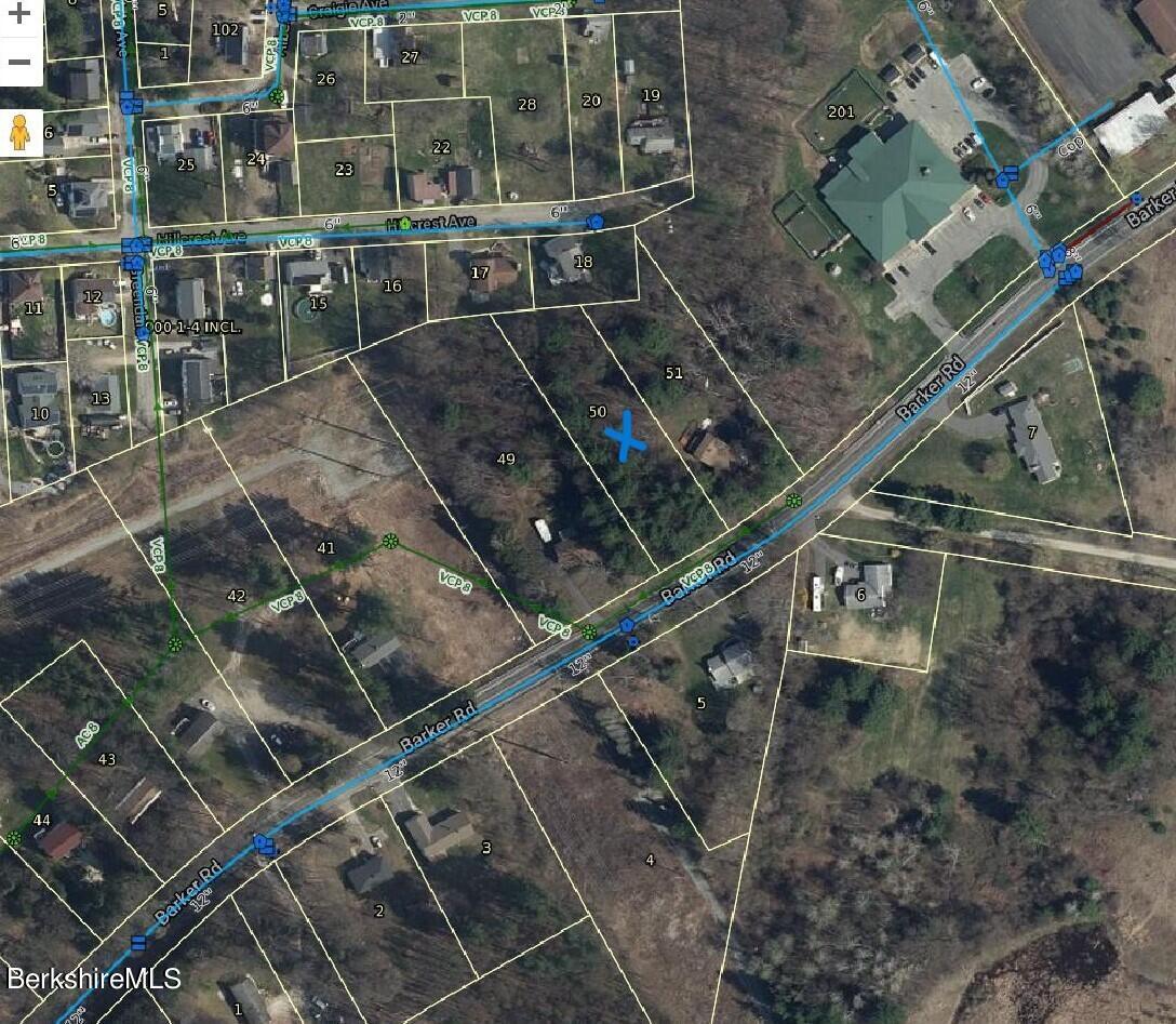 Lot #50 Barker Road Pittsfield, MA 01201 - Photo 5 of 5 Parcel Map with Water & Sewer Locations-