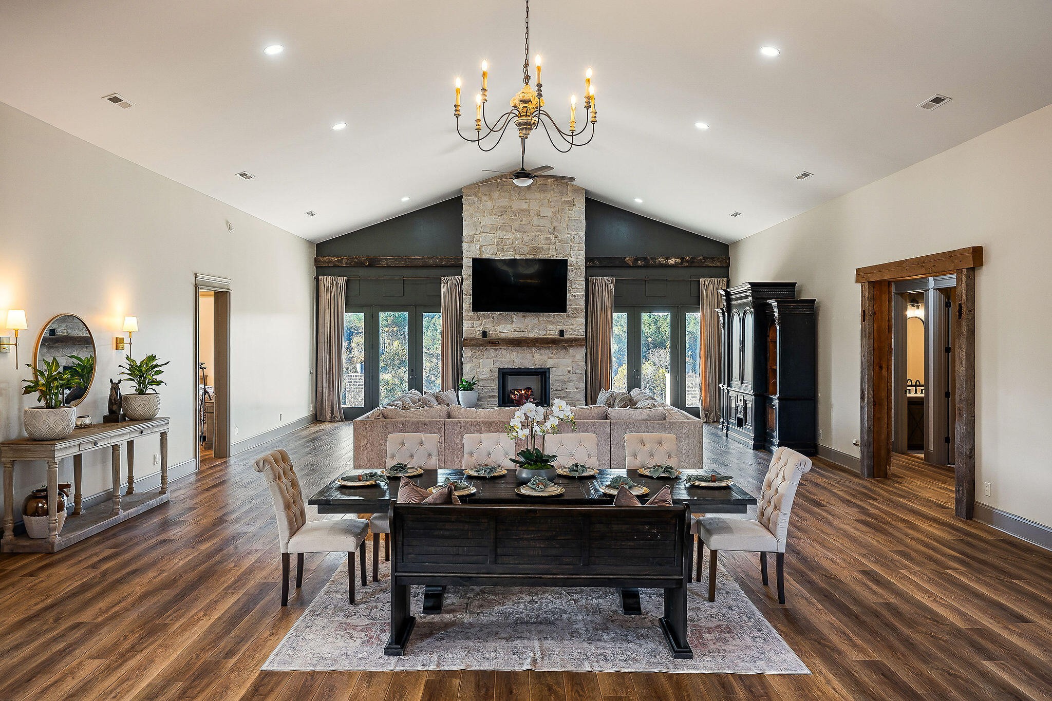 1656 Dibrell-Lucky Road McMinnville, TN 37110 - Photo 9 of 62 a living room with fireplace furniture and a chandelier
