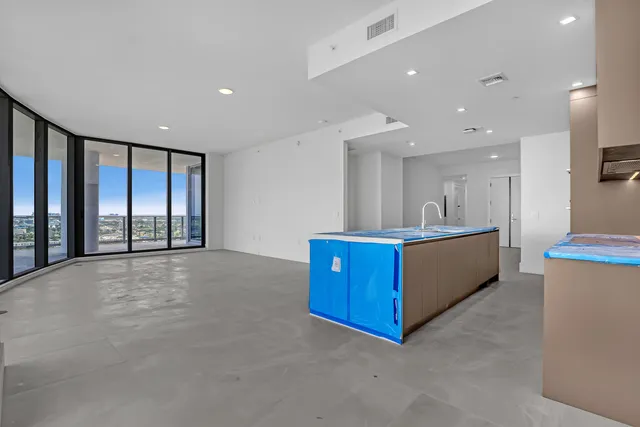 a view of a balcony with an outdoor space