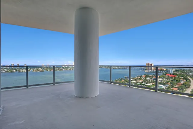a view of a balcony with lake view