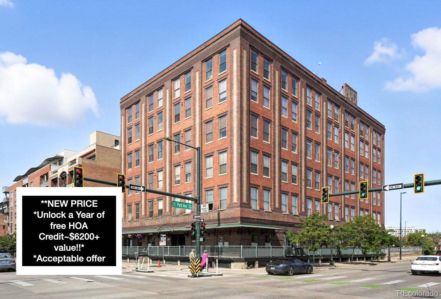 a view of a building and a street