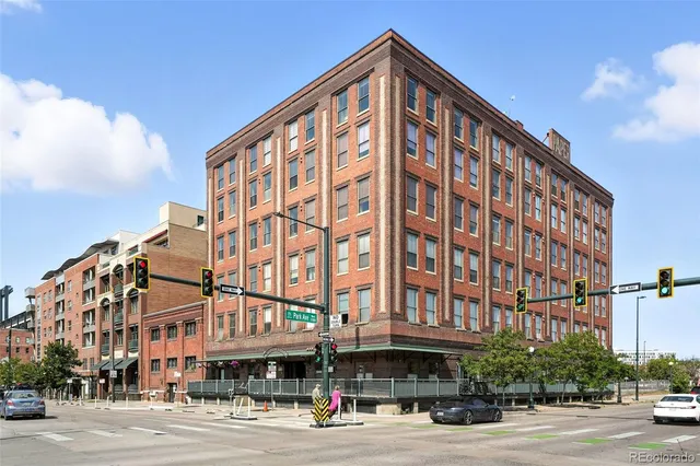 a view of a building and a street