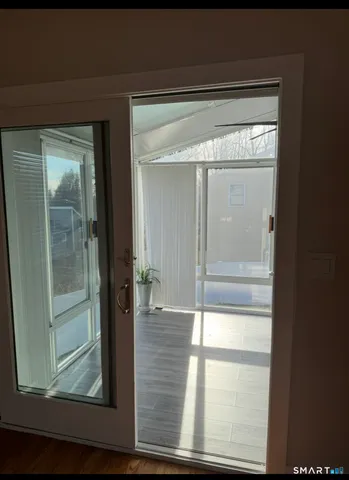 a view of wooden door