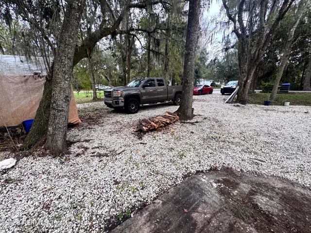 a view of a park with a tree