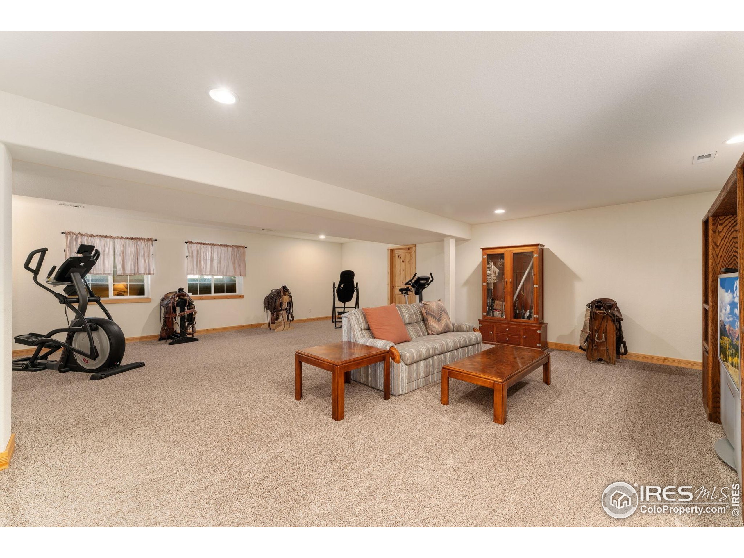 3302 Rinn Valley Drive Longmont, CO 80504 - Photo 28 of 45 a living room with furniture and a gym machine