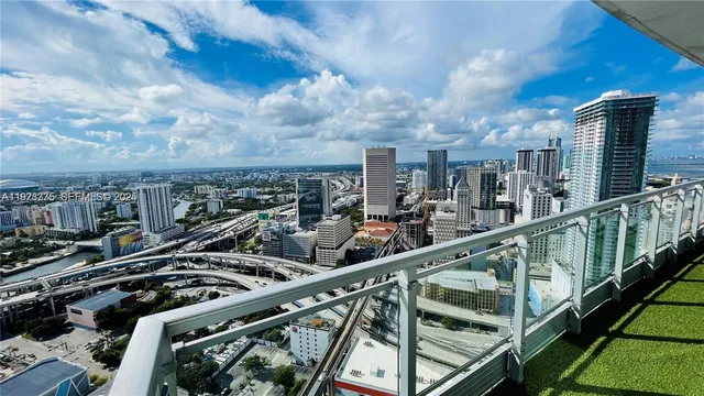 a city view from a balcony