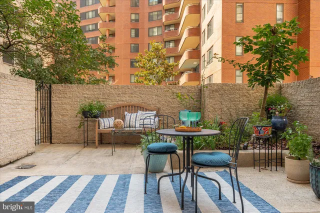 a view of balcony with patio