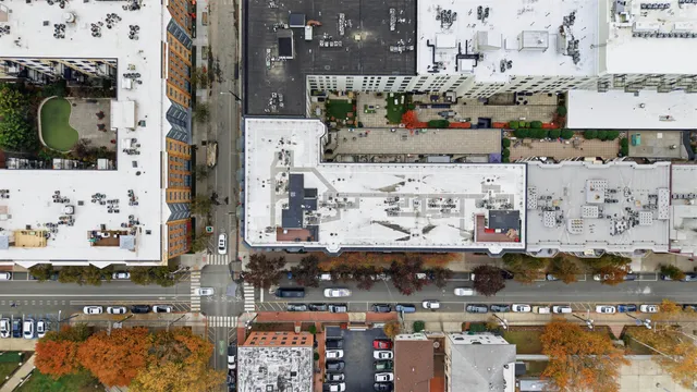 an aerial view of city