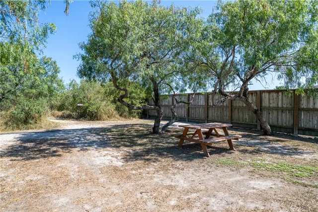 a view of a lake with a yard