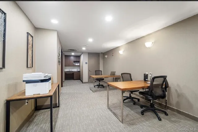 a workspace with furniture