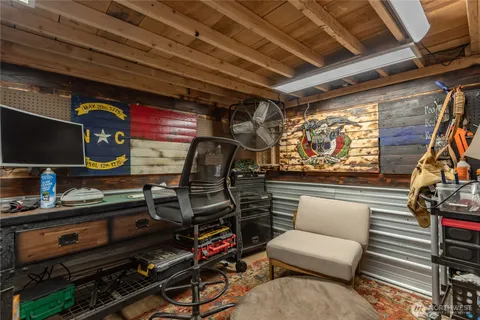 a storage room with furniture