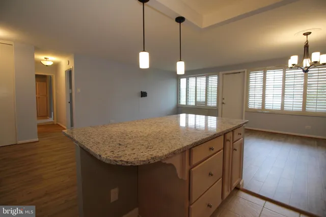 a kitchen with stainless steel appliances granite countertop a sink a window and wooden floor