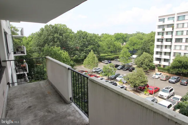 a view of a balcony and a potted plant