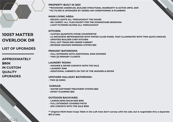 $675,000 | 10057 Matter Overlook Drive, Las Vegas, NV 89178