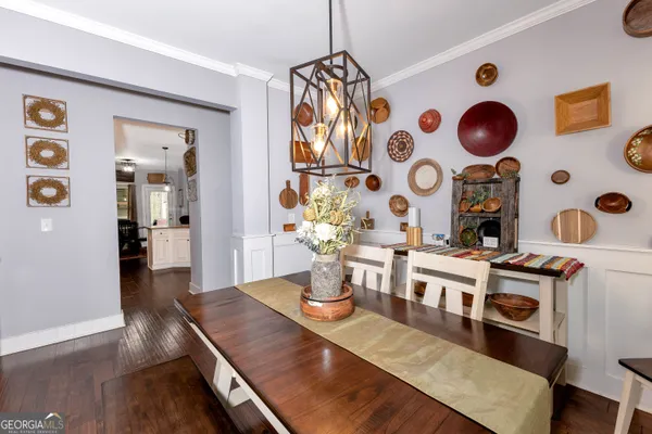 a view of kitchen with wooden floor