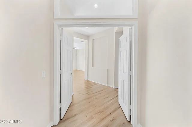 a view of an empty walk in closet