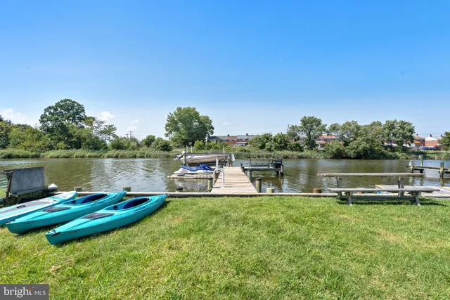 a view of a lake with outdoor space