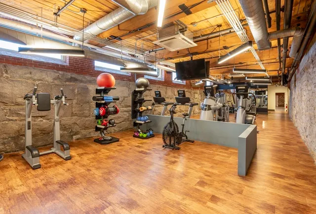 a view of a room with gym equipment