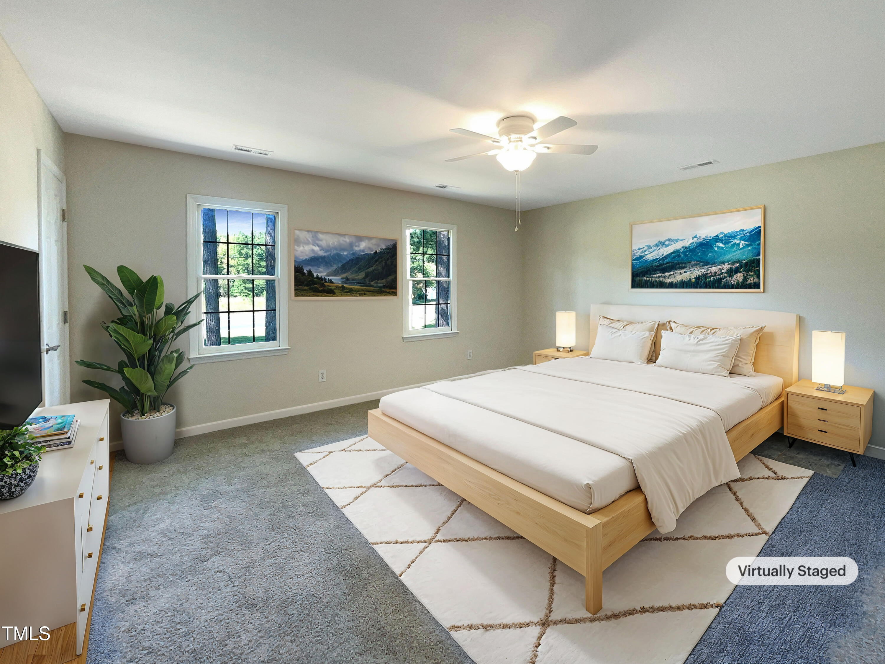 27 Pine Croft Road Angier, NC 27501 - Photo 4 of 19 a bedroom with a large bed and a chandelier