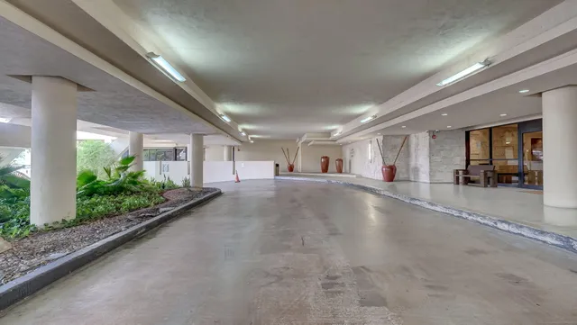 a front view of a multi story building