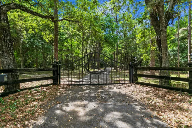 a view of a bench in a yard