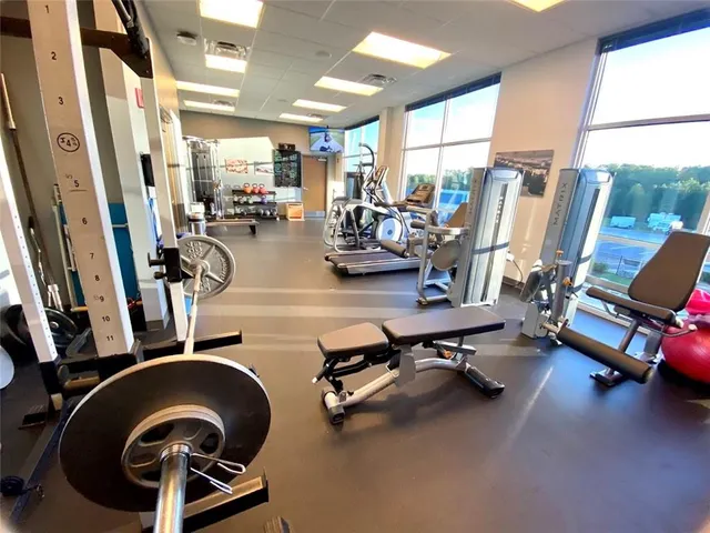 a view of a room with gym equipment