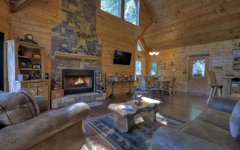 262 White Pine Blue Ridge, GA 30513 - Photo 4 of 4 a living room with furniture a flat screen tv and a fireplace