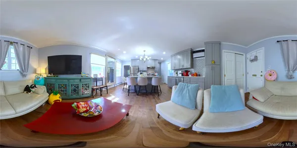 a bathroom with a mirror and a shower