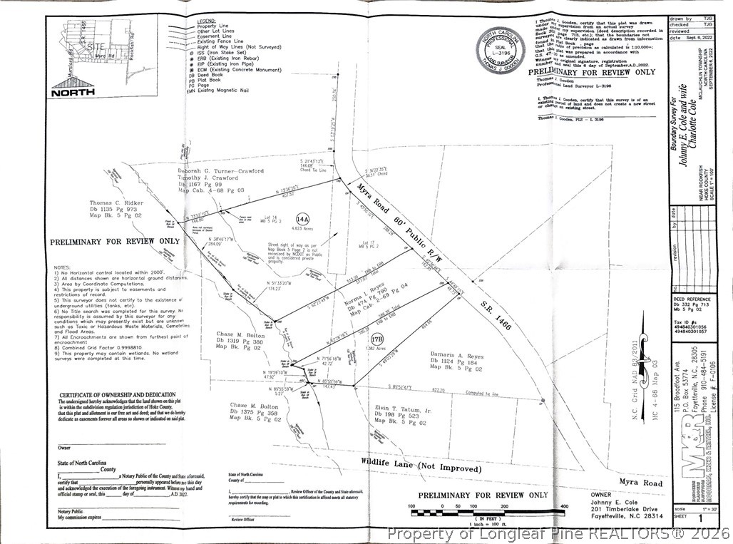 Tbd Myra Road Raeford, NC 28376 - Photo 22 of 23 Preliminary Survey - not recorded.
