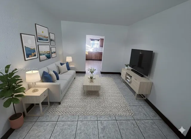 a living room with furniture and a flat screen tv