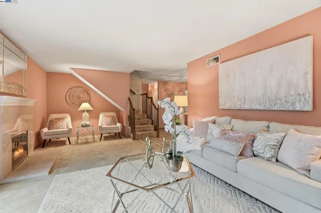 a living room with furniture