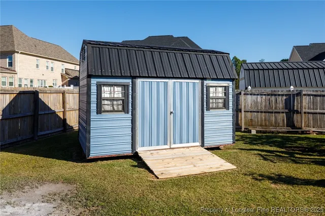 a building outdoor space with patio furniture