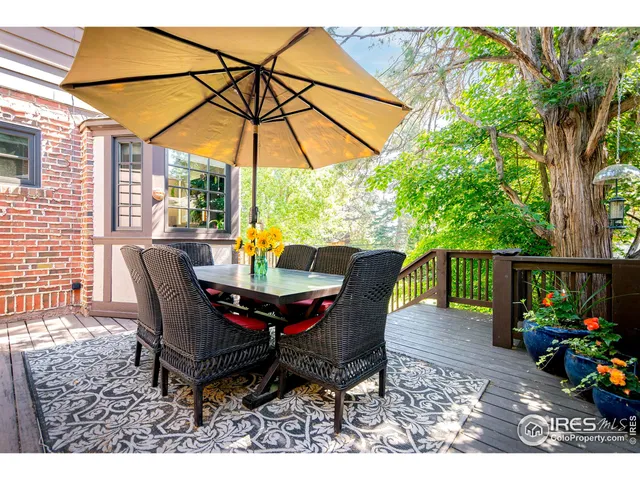 a view of a dining table and chairs in the patio