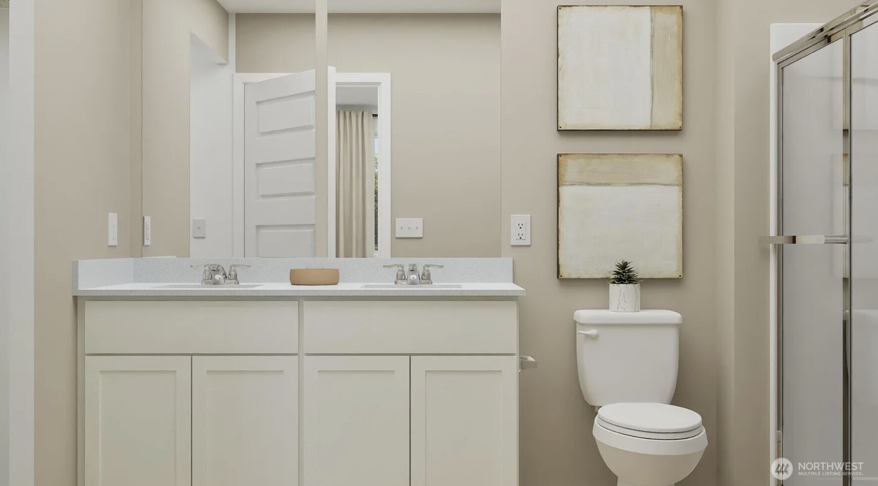 171 Moonshadow Lane Sequim, WA 98382 - Photo 13 of 17 a bathroom with a toilet sink and mirror