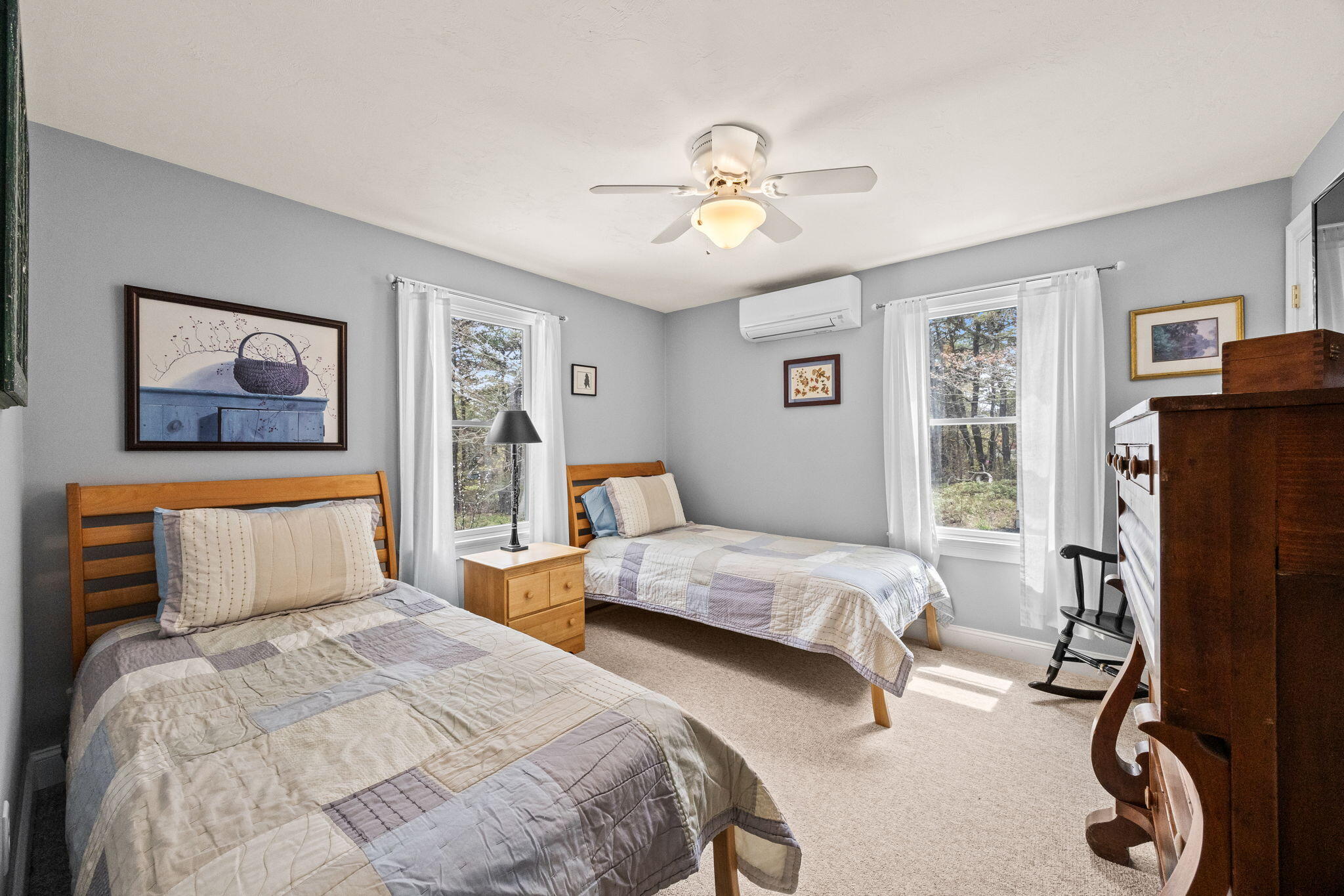 6 Short Lots Lane Truro, MA 02666 - Photo 15 of 63 a bedroom with two beds and a chandelier
