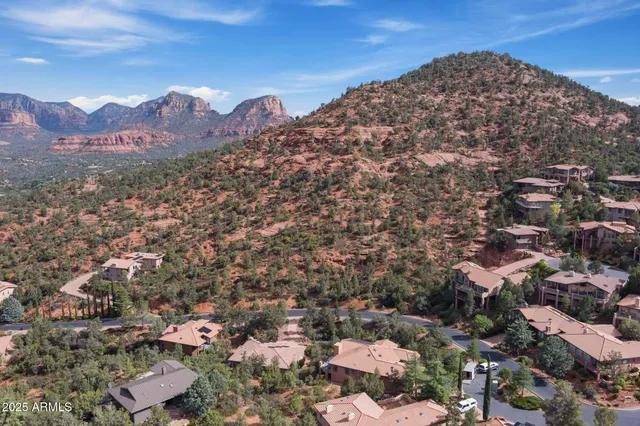 an aerial view of a house
