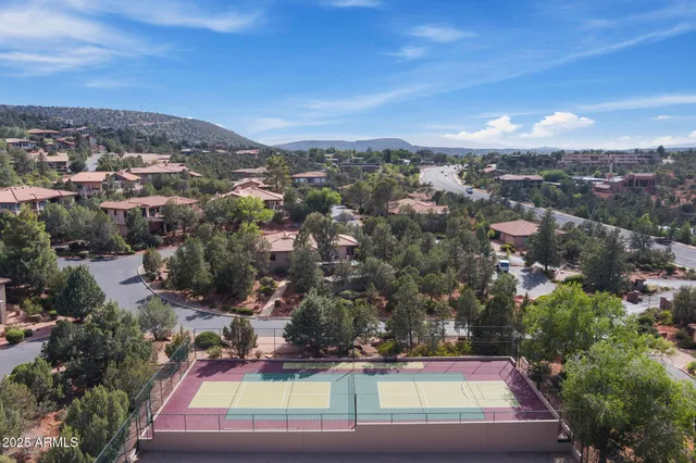 an aerial view of a house