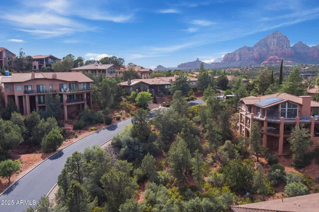 a view of a city with a building in the background